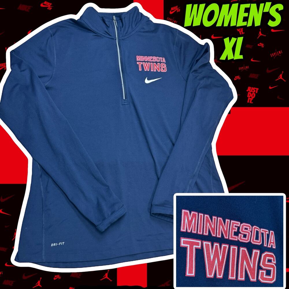 Nike Minnesota Twins Womens Blue Long Sleeve Quarter Zip Pullover Shirt XL